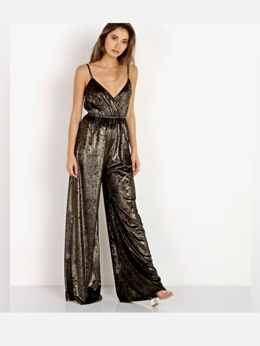 New Show Me Your Mumu The Richards Jumpsuit Black Gold Size Large